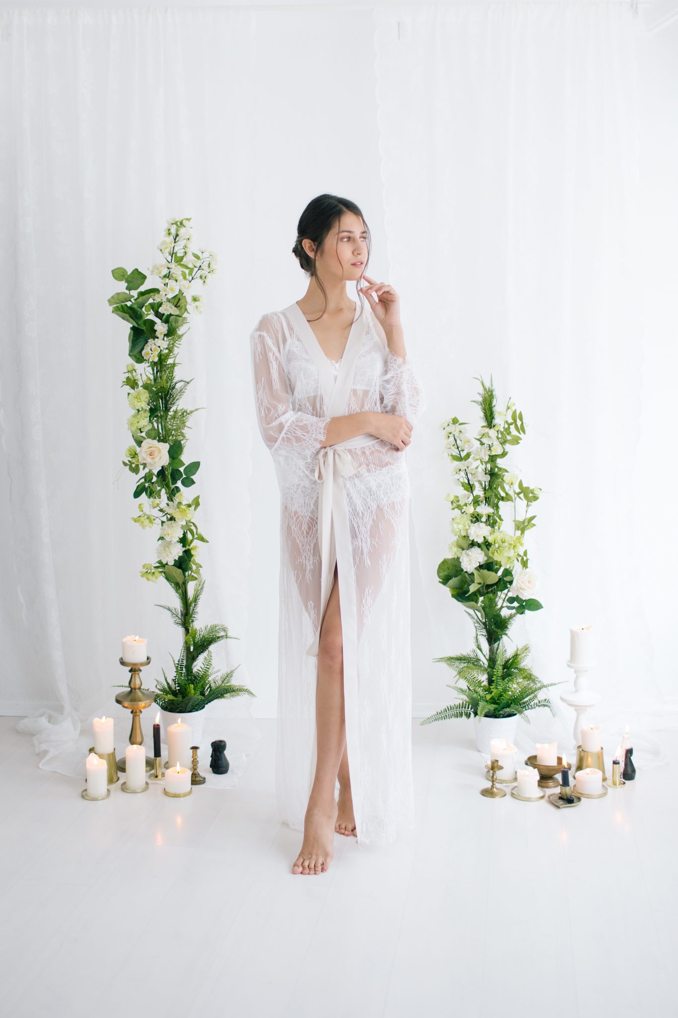 Aimee Pure Lace Robe Ivory