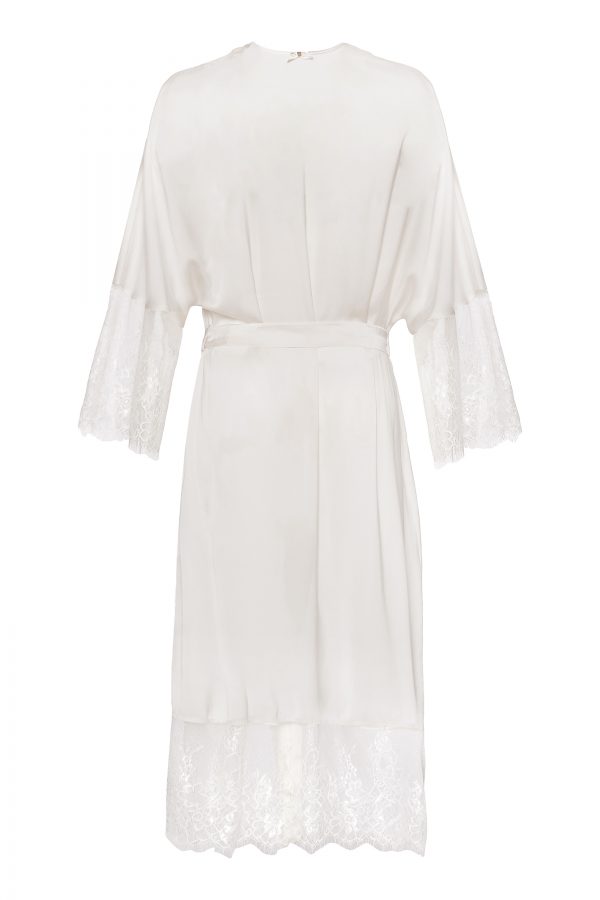 Claire Long Silk Robe in Ivory